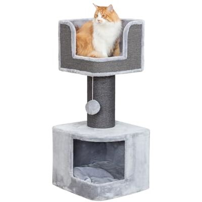 Trixie XXL AVA II Cat Scratching Post for Cats with Cave 112 cm, Grey Durable sisal scratching surfaces and soft pads provides scratching fun, play and relaxed retreat for cats Trixie XXL AVA II Cat Scratching Post for Cats with Cave 112 cm, Grey Durable sisal scratching surfaces and soft pads provides scratching fun, play and relaxed retreat for cats