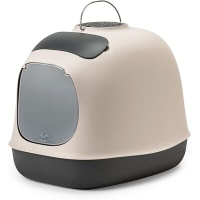 United Minu Hooded Cat Litter Box, Made in Italy, Scoop and Filter included, Grey/Dark Grey, Italian Design United Minu Hooded Cat Litter Box, Made in Italy, Scoop and Filter included, Grey/Dark Grey, Italian Design
