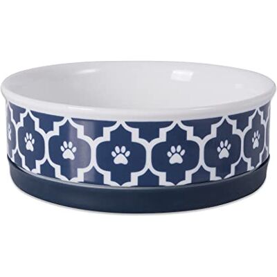 Bone Dry Lattice Collection Pet Bowl & Canister, Medium, 6x2", Nautical Blue, 2 Piece Bone Dry Lattice Collection Pet Bowl & Canister, Medium, 6x2", Nautical Blue, 2 Piece