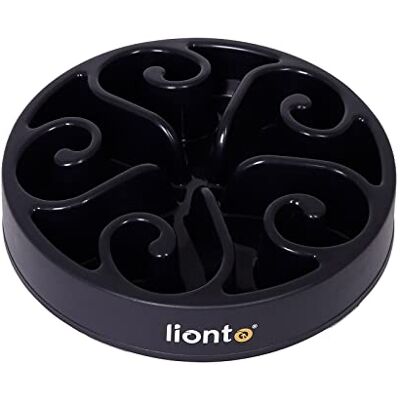 lionto Anti-sling bowl for dogs and cats, diameter 30 cm, height 5.5 cm, capacity of up to 1500 g, non-slip dog bowl made of food-safe plastic, dishwasher safe up to 100°, black lionto Anti-sling bowl for dogs and cats, diameter 30 cm, height 5.5 cm, capacity of up to 1500 g, non-slip dog bowl made of food-safe plastic, dishwasher safe up to 100°, black