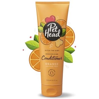 Pet Head Ditch the Dirt Dog Conditioner Orange Scent Deodorising Conditioner for Smelly Dogs Deep Cleans and Removes Odours Professional Grooming Vegan Gentle Formula for Puppies 250ml Pet Head Ditch the Dirt Dog Conditioner Orange Scent Deodorising Conditioner for Smelly Dogs Deep Cleans and Removes Odours Professional Grooming Vegan Gentle Formula for Puppies 250ml