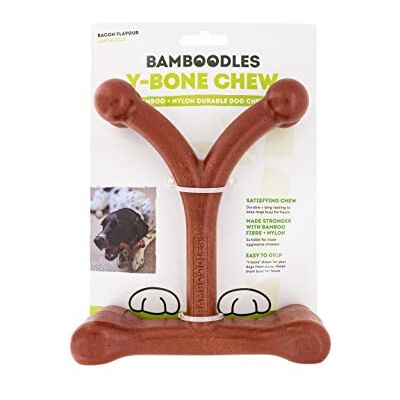 Bamboodles Y-Bone Dog Chew Toy – Large Bacon Flavour Long Lasting Chew for Large Dogs Durable Safe Toy to Satisfy Chewing Instincts Bamboodles Y-Bone Dog Chew Toy – Large Bacon Flavour Long Lasting Chew for Large Dogs Durable Safe Toy to Satisfy Chewing Instincts