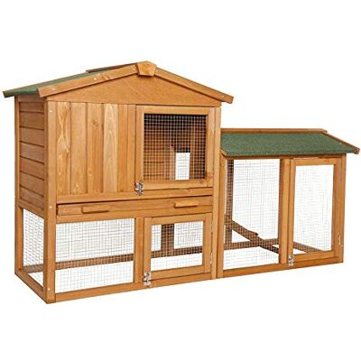 Pondwell Finland Rabbit Cage - 147x52x85 cm - Wooden Ramp, Weatherproof Roof Pondwell Finland Rabbit Cage - 147x52x85 cm - Wooden Ramp, Weatherproof Roof