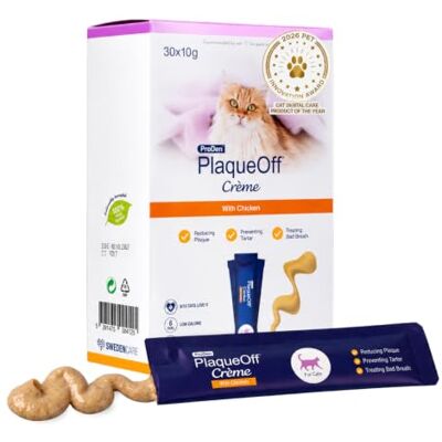 ProDen PlaqueOff Crème for Cats – Clinically Proven Dental Care, Helps Remove Plaque, Tartar, & Bad Breath Low-Calorie Lickable Oral Care 30 Chicken Flavour Pouches ProDen PlaqueOff Crème for Cats – Clinically Proven Dental Care, Helps Remove Plaque, Tartar, & Bad Breath Low-Calorie Lickable Oral Care 30 Chicken Flavour Pouches