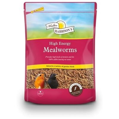 Walter Harrisons High Energy Mealworms 1kg Pouch Natural Source of Fat, Easy to Use Pouch, Attracts Various Garden Birds, High Protein Chicken Feed Walter Harrisons High Energy Mealworms 1kg Pouch Natural Source of Fat, Easy to Use Pouch, Attracts Various Garden Birds, High Protein Chicken Feed