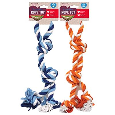 Rosewood Twistables Rope Tug Toy for Dogs Durable, Cotton Chew and Fetch Dog Toy for Small and Medium Breeds, Assorted Blue or Orange Colours Rosewood Twistables Rope Tug Toy for Dogs Durable, Cotton Chew and Fetch Dog Toy for Small and Medium Breeds, Assorted Blue or Orange Colours