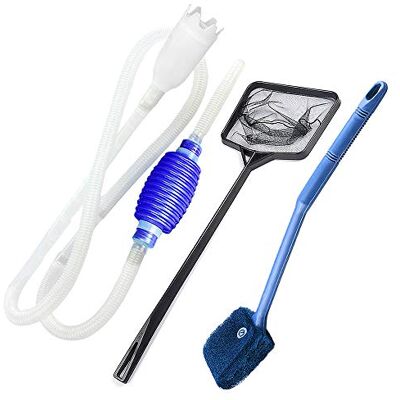 Skystuff 3Pcs Fish Tank Cleaner with Fish Tank Net & Sponge Brush Skystuff 3Pcs Fish Tank Cleaner with Fish Tank Net & Sponge Brush
