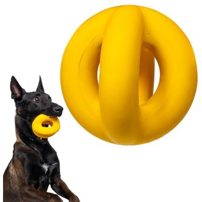 WoofBite Indestructible Ring Ball Lifetime Replacement Strong, Tough, Aggressive Chewers, Medium Large Breed Non-Toxic Natural Rubber Dog Toys Yellow Tug & Fetch 8x1.75 WoofBite Indestructible Ring Ball Lifetime Replacement Strong, Tough, Aggressive Chewers, Medium Large Breed Non-Toxic Natural Rubber Dog Toys Yellow Tug & Fetch 8x1.75