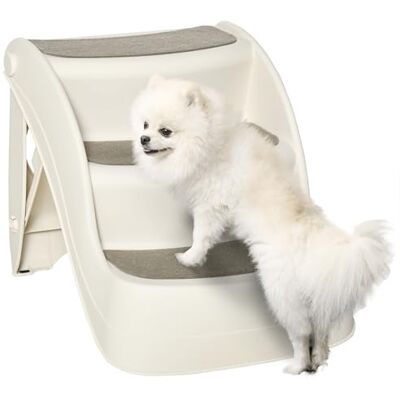 PawHut - Foldable Pet Stairs - 3 Steps - Cream - Pet Stairs PawHut - Foldable Pet Stairs - 3 Steps - Cream - Pet Stairs