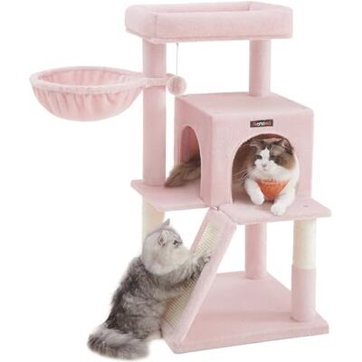 Feandrea Cat Tree Tower, Widened Perch for Large Cats, Jelly Pink PCT051P01V1 Feandrea Cat Tree Tower, Widened Perch for Large Cats, Jelly Pink PCT051P01V1