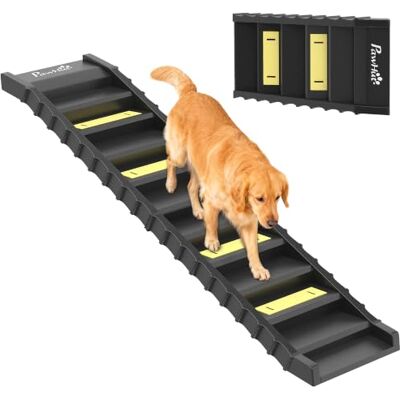 PawHut Foldable Dog Ramp for Cars High Bed, Portable 10-Step, Black Dog Stairs, Non-Slip Strips & Pads, Lightweight Pet SUV Truck Steps, Support Up to 25 KG PawHut Foldable Dog Ramp for Cars High Bed, Portable 10-Step, Black Dog Stairs, Non-Slip Strips & Pads, Lightweight Pet SUV Truck Steps, Support Up to 25 KG