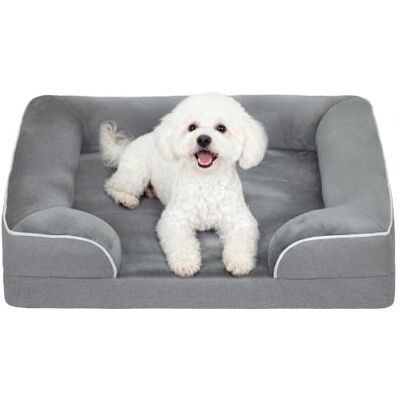 PawHut Memory Foam Dog Bed Sofa, Grey, Grey, 70 x 60 x 16.5 cm Washable Orthopedic Dog Bed Couch, Removable Flannel Cover, 3-Sided Pet Pillow, U-Shape Bolster, Non-Slip Bottom PawHut Memory Foam Dog Bed Sofa, Grey, Grey, 70 x 60 x 16.5 cm Washable Orthopedic Dog Bed Couch, Removable Flannel Cover, 3-Sided Pet Pillow, U-Shape Bolster, Non-Slip Bottom