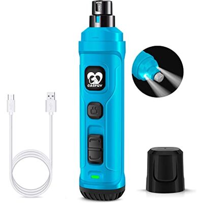Casfuy Dog Nail Grinder with 2 LED Light New Version 2-Speed Powerful Electric Pet Nail Trimmer Professional Quiet Painless Paws Grooming & Smoothing for Small Medium Large Dogs and Cats Casfuy Dog Nail Grinder with 2 LED Light New Version 2-Speed Powerful Electric Pet Nail Trimmer Professional Quiet Painless Paws Grooming & Smoothing for Small Medium Large Dogs and Cats