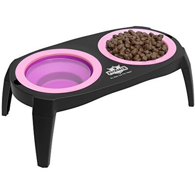 Petmaker Elevated Cat and Dog Food Bowls with Non-Slip Stand Removable and Collapsible Silicone Feeder for Food and Water 16-Ounces Each by (Pink) Petmaker Elevated Cat and Dog Food Bowls with Non-Slip Stand Removable and Collapsible Silicone Feeder for Food and Water 16-Ounces Each by (Pink)