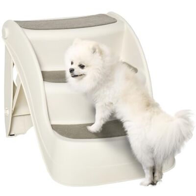 PawHut - Foldable Pet Stairs - 3 Steps - Cream - Pet Stairs PawHut - Foldable Pet Stairs - 3 Steps - Cream - Pet Stairs
