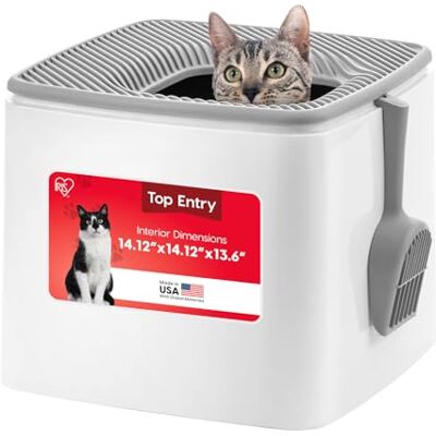 IRIS USA Premium Top Entry Cat Litter Box PRCL-SQ, White IRIS USA Premium Top Entry Cat Litter Box PRCL-SQ, White