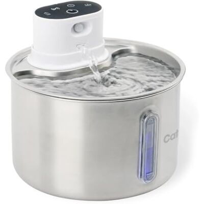 Cat Mate 2 Litre Stainless Steel Cat Water Fountain, Battery Operated Multi-Stage Filtration, Whisper-Quiet Operation, Cordless Design, Easy to Clean, Hygienic Stainless Steel Cat Mate 2 Litre Stainless Steel Cat Water Fountain, Battery Operated Multi-Stage Filtration, Whisper-Quiet Operation, Cordless Design, Easy to Clean, Hygienic Stainless Steel