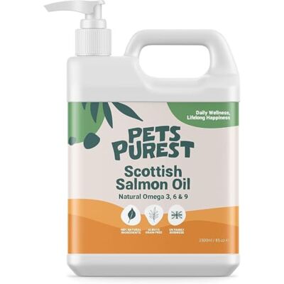 Pets Purest Scottish Salmon Oil For Dogs, Cats, Horse, Ferret & Pet Pure Omega 3, 6 & 9 Fish Oil Food Treats Supplement for Natural Coat, Immune Support, Itchy Skin, Joint & Brain Health (2500ml) Pets Purest Scottish Salmon Oil For Dogs, Cats, Horse, Ferret & Pet Pure Omega 3, 6 & 9 Fish Oil Food Treats Supplement for Natural Coat, Immune Support, Itchy Skin, Joint & Brain Health (2500ml)
