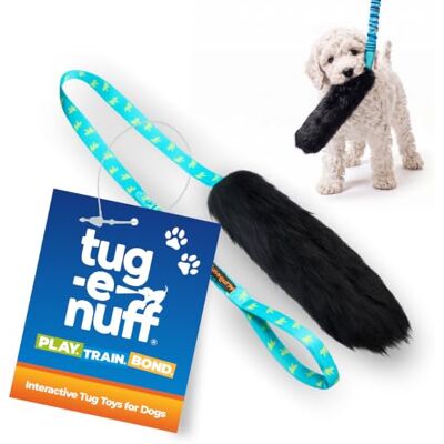 Tug-E-Nuff Sheepskin Bungee Chaser Dog Tug Toy (Teal Pattern), 112cm Tough Dog Training Toys for Puppy, Small, Medium and Large Breeds, Interactive Chase Toys Tug-E-Nuff Sheepskin Bungee Chaser Dog Tug Toy (Teal Pattern), 112cm Tough Dog Training Toys for Puppy, Small, Medium and Large Breeds, Interactive Chase Toys