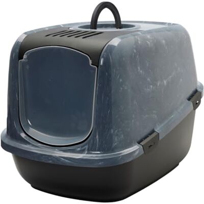 Savic cat litter tray Nestor Jumbo Marble grey/black XXL fold-down front high back carbon filter 66.5x48.5x46.5 Savic cat litter tray Nestor Jumbo Marble grey/black XXL fold-down front high back carbon filter 66.5x48.5x46.5