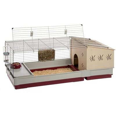 Ferplast Krolik 140 Plus Rabbit Cage Large cage for rabbits and guinea pigs with separate wooden nest, accessories and opening doors, 142 x 60 x 50 cm Ferplast Krolik 140 Plus Rabbit Cage Large cage for rabbits and guinea pigs with separate wooden nest, accessories and opening doors, 142 x 60 x 50 cm