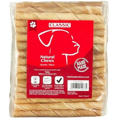 CLASSIC Rawhide Twist, 125 x 10 mm, Pack of 100 CLASSIC Rawhide Twist, 125 x 10 mm, Pack of 100