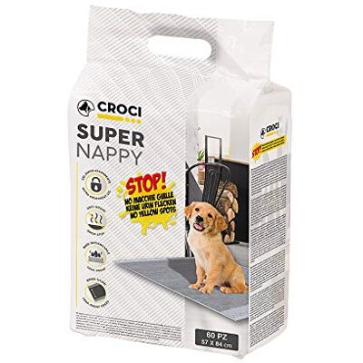 Croci Super Nappy Activated carbons Hygienic Mats for Dogs 57x84 cm 60 pieces, Underpads for Dogs and Pets, for Dog and Cat Pee Ultra Absorbent Disposable, Anti-tear and Anti-odour Croci Super Nappy Activated carbons Hygienic Mats for Dogs 57x84 cm 60 pieces, Underpads for Dogs and Pets, for Dog and Cat Pee Ultra Absorbent Disposable, Anti-tear and Anti-odour