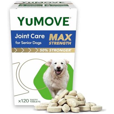 YuMOVE Max Strength Joint Supplement for Senior Dogs, Hip & Joint Aid with Glucosamine, Chondroitin, Green Lipped Mussel, 120 Tablets Eco Friendly and Letter Box Ready Packaging Unflavoured YuMOVE Max Strength Joint Supplement for Senior Dogs, Hip & Joint Aid with Glucosamine, Chondroitin, Green Lipped Mussel, 120 Tablets Eco Friendly and Letter Box Ready Packaging Unflavoured
