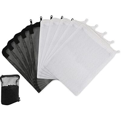 SCSpecial Aquarium Mesh Bags with Plastic Zipper 10 Pieces Media Filter Bags Reusable Fish Tank Net Bags for Activated Carbon and Ceramic Rings White and Black SCSpecial Aquarium Mesh Bags with Plastic Zipper 10 Pieces Media Filter Bags Reusable Fish Tank Net Bags for Activated Carbon and Ceramic Rings White and Black