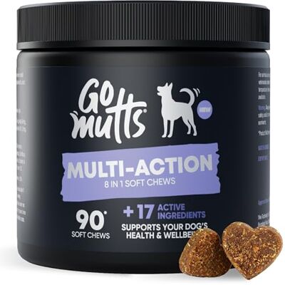 Go Mutts 8-in-1 Multivitamin for Dogs, 90 Soft Chews, Dog Vitamins and Supplements for Joint Support, Digestion, Heart,Skin, Coat Care, Multi-Action Daily Supplement for All Breeds Go Mutts 8-in-1 Multivitamin for Dogs, 90 Soft Chews, Dog Vitamins and Supplements for Joint Support, Digestion, Heart,Skin, Coat Care, Multi-Action Daily Supplement for All Breeds