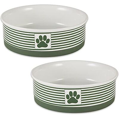 Bone Dry Paw & Patch Ceramic Pet Collection, Large Set, 7.5x2.4, Hunter Green, 2 Piece Bone Dry Paw & Patch Ceramic Pet Collection, Large Set, 7.5x2.4, Hunter Green, 2 Piece