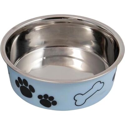 JACK AND VANILLA , Bon Appe Stainless Steel Non-Slip Pet Bowl for Dogs and Cats, Capacity 750 ml, Modern and Elegant Design, Blue Colour, Easy to Clean JACK AND VANILLA , Bon Appe Stainless Steel Non-Slip Pet Bowl for Dogs and Cats, Capacity 750 ml, Modern and Elegant Design, Blue Colour, Easy to Clean