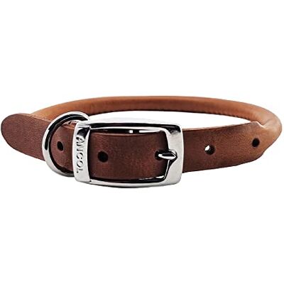 Ancol Heritage Leather Round Sewn Collar - Chestnut - 55-63cm - 8 - dog collar Ancol Heritage Leather Round Sewn Collar - Chestnut - 55-63cm - 8 - dog collar
