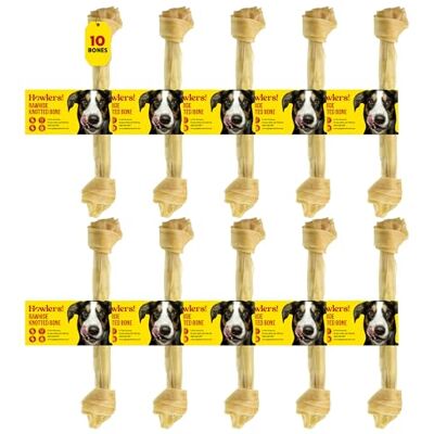 HOWLERS Natural Rawhide Dog Chews - Giant Knotted Bones HOWLERS Natural Rawhide Dog Chews - Giant Knotted Bones
