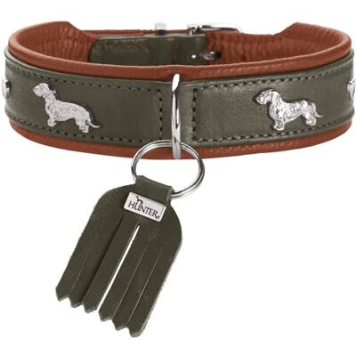 HUNTER Teckel Munich Collar Colour: Green/Cognac, Leather, Elegant Dachshund Trims, Soft and Robust, Fur Friendly, Luxurious, Ecologically Produced, Sustainable, Made in Germany, Size: 42 HUNTER Teckel Munich Collar Colour: Green/Cognac, Leather, Elegant Dachshund Trims, Soft and Robust, Fur Friendly, Luxurious, Ecologically Produced, Sustainable, Made in Germany, Size: 42