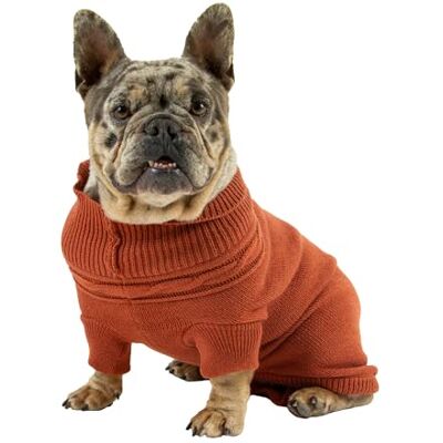 Ancol Muddy Paws Classic Cable Knit Dog Coat in Terracotta Cosy Woollen Pet Sweater with Harness Hole, Leg Straps and Rolled Neck Puppy Pullover XS Ancol Muddy Paws Classic Cable Knit Dog Coat in Terracotta Cosy Woollen Pet Sweater with Harness Hole, Leg Straps and Rolled Neck Puppy Pullover XS