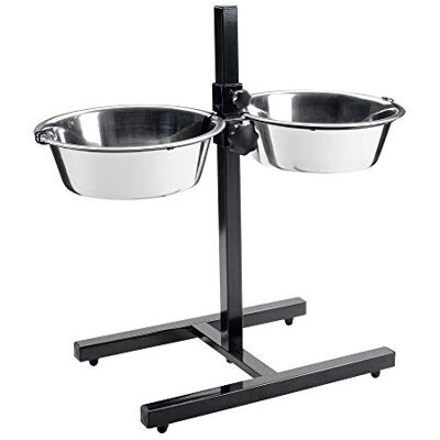 HUNTER Basic Dog Bar with 2 Feeding Bowls, 1.8 Litre, Small, Silver HUNTER Basic Dog Bar with 2 Feeding Bowls, 1.8 Litre, Small, Silver