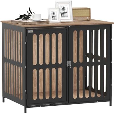 PawHut Dog Crate Furniture for Medium Pets 80x55x72 cm Walnut Brown Dog Cage Side End Table Indoor, Anti-Chew Resistant Mesh, Anti-Escape Door PawHut Dog Crate Furniture for Medium Pets 80x55x72 cm Walnut Brown Dog Cage Side End Table Indoor, Anti-Chew Resistant Mesh, Anti-Escape Door