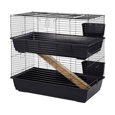 Little-Friends - Double Tier Rabbit Cage - Blue/Black Little-Friends - Double Tier Rabbit Cage - Blue/Black