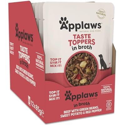 Applaws 100% Natural Wet Dog Food Topper, Grain Free Beef with Vegetables in Broth 85g Pouch (12 x 85g Pouches) Applaws 100% Natural Wet Dog Food Topper, Grain Free Beef with Vegetables in Broth 85g Pouch (12 x 85g Pouches)