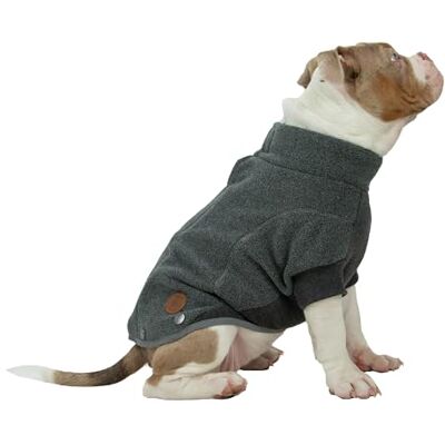 Ancol Dog Polar Fleece in Grey Snug Fit Pet Jumper with Hook and Loop Tab, Ribbed Sleeves and Chest Reflective Edging Puppy Apparel S Ancol Dog Polar Fleece in Grey Snug Fit Pet Jumper with Hook and Loop Tab, Ribbed Sleeves and Chest Reflective Edging Puppy Apparel S