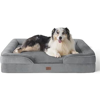 Bedsure XL Large Dog Bed Sofa Washable Orthopedic Dog Couch, 106x80cm Waterproof Inner Liner, Removable Flannel Cover, Dog Pillow with U-Shape Bolster, Grey Squre Pet Bed Bedsure XL Large Dog Bed Sofa Washable Orthopedic Dog Couch, 106x80cm Waterproof Inner Liner, Removable Flannel Cover, Dog Pillow with U-Shape Bolster, Grey Squre Pet Bed