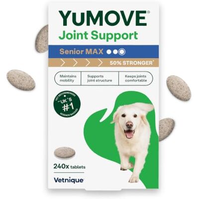 YuMOVE Max Strength Joint Supplement for Senior Dogs, Hip & Joint care with Glucosamine, Chondroitin & Green Lipped Mussel, Aged 8+, 240 Tablets YuMOVE Max Strength Joint Supplement for Senior Dogs, Hip & Joint care with Glucosamine, Chondroitin & Green Lipped Mussel, Aged 8+, 240 Tablets