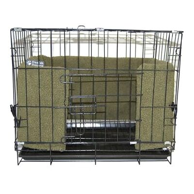 Danish Design Dog Crate Bumper Sherpa Fleece, Ecoflex Recycled Filling Olive Small Danish Design Dog Crate Bumper Sherpa Fleece, Ecoflex Recycled Filling Olive Small