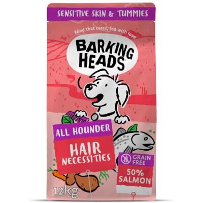 Barking Heads Hypoallergenic Dry Adult Dog Food 12kg, Salmon, Grain-Free Made With Natural & Freshly Prepared Ingredients. For Sensitive Skin & Tummies. No Nasties or Fillers Barking Heads Hypoallergenic Dry Adult Dog Food 12kg, Salmon, Grain-Free Made With Natural & Freshly Prepared Ingredients. For Sensitive Skin & Tummies. No Nasties or Fillers