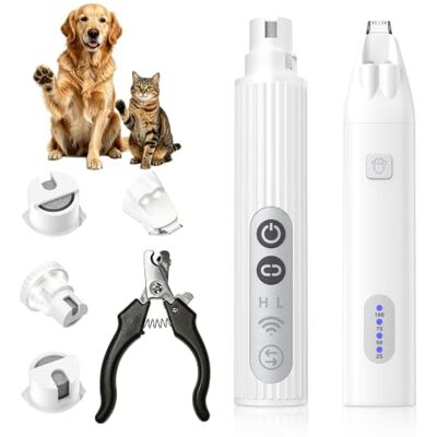 Tkimat Dog Nail Grinder Silent and Dog Paw Trimmer Kit, Silent Groom Pro Dog Nails with LED Light, Silent Dog Claw Grinder Dog Nails Clippers Safe Dog Nail Trimmer Electric Pet Nail Grinder for Dogs Cats Tkimat Dog Nail Grinder Silent and Dog Paw Trimmer Kit, Silent Groom Pro Dog Nails with LED Light, Silent Dog Claw Grinder Dog Nails Clippers Safe Dog Nail Trimmer Electric Pet Nail Grinder for Dogs Cats