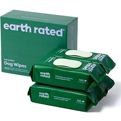 Earth Rated Dog Wipes, Hypoallergenic, Cleaning and Hydrating, for Grooming Paws, Body and Bums, Lavender Scented, 400 Count Earth Rated Dog Wipes, Hypoallergenic, Cleaning and Hydrating, for Grooming Paws, Body and Bums, Lavender Scented, 400 Count