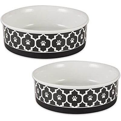 Bone Dry Lattice Collection Pet Bowl & Canister, Large Set, 7.5x2.4, Black, 2 Piece Bone Dry Lattice Collection Pet Bowl & Canister, Large Set, 7.5x2.4, Black, 2 Piece