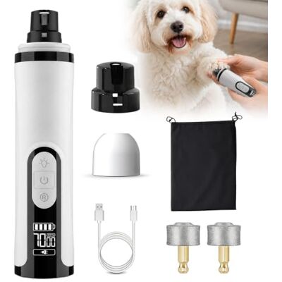 Avvchuy Dog Nail Grinders Silent, Rechargeable USB Electric Cat Claw Grinders Built In LED Light with 2 Replaceable Grinding Heads for Small Medium Large Pet Avvchuy Dog Nail Grinders Silent, Rechargeable USB Electric Cat Claw Grinders Built In LED Light with 2 Replaceable Grinding Heads for Small Medium Large Pet