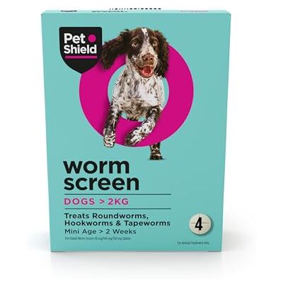 Pet Shield Worm Screen Combo, Dog Worming Tablets, 4 Pack – Vet Approved Worming Tablet for Dogs & Puppies Over 2 Weeks / 2kg+ in Weight – Kills Roundworms, Hookworms & Tapeworms – 4 Dog Wormer Tablets Pet Shield Worm Screen Combo, Dog Worming Tablets, 4 Pack – Vet Approved Worming Tablet for Dogs & Puppies Over 2 Weeks / 2kg+ in Weight – Kills Roundworms, Hookworms & Tapeworms – 4 Dog Wormer Tablets